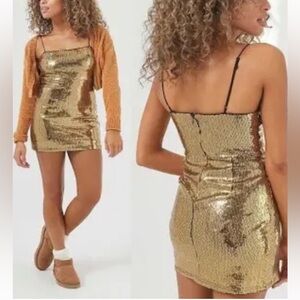 Urban Outfitters Gold sequin mini dress Cocktail Party dress Holiday M birthday